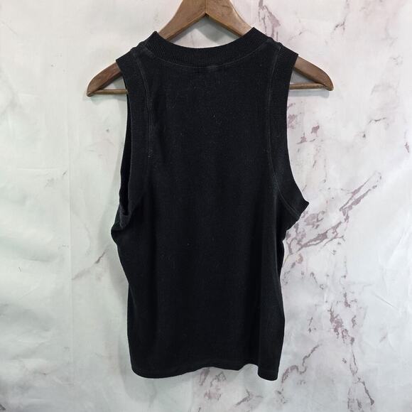 Anthropologie Top Womens Large Black Tank Ribbed Muscle Crew High Neck Crop Tla - Picture 5 of 9